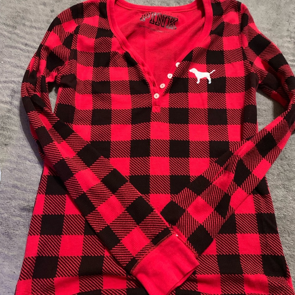 PINK red plaid thermal